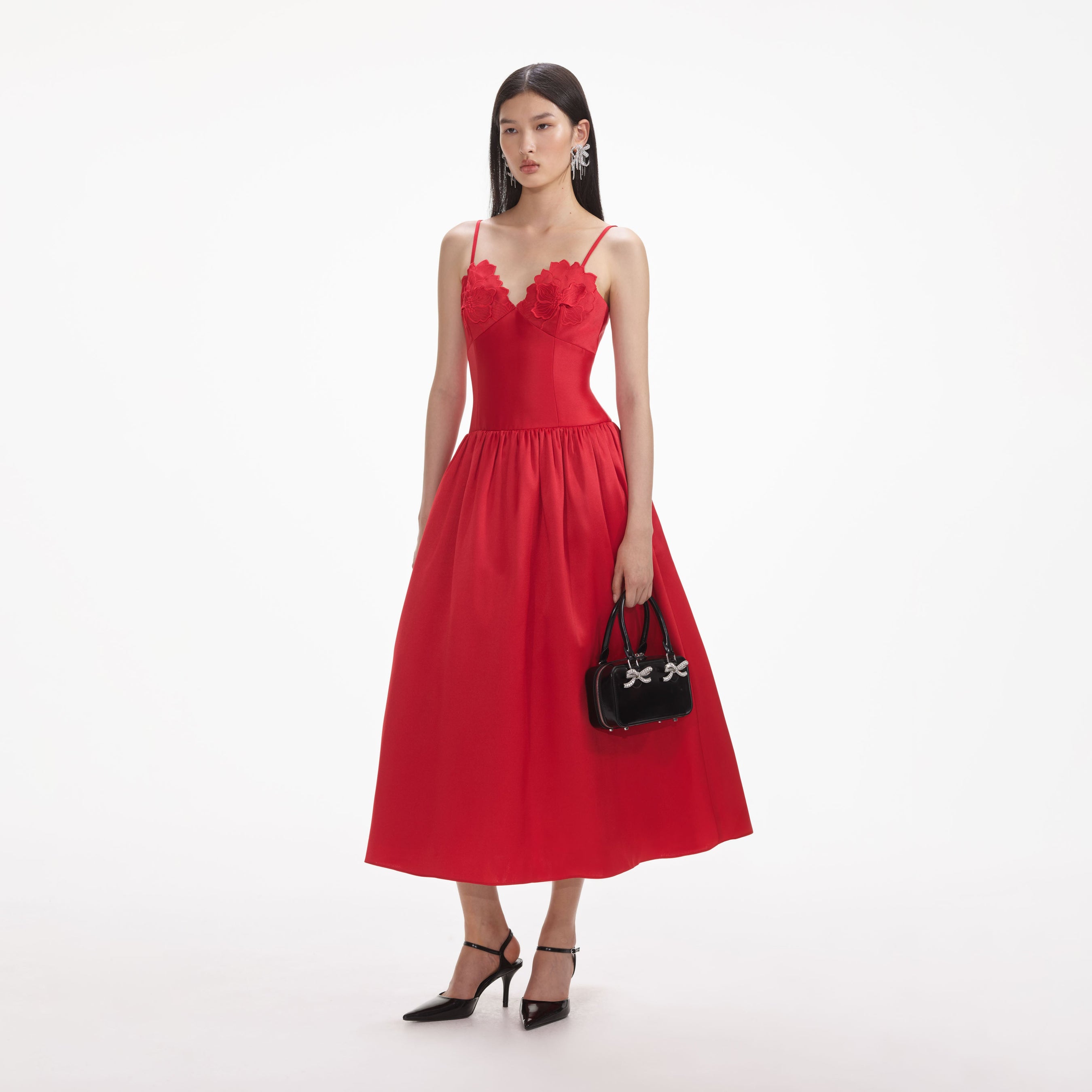 Red Taffeta Midi Dress