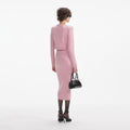 Pink Embellished Knit Midi Skirt