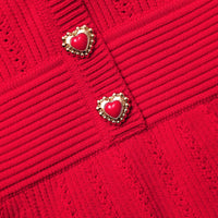 Red Pointelle Knit Mini Dress