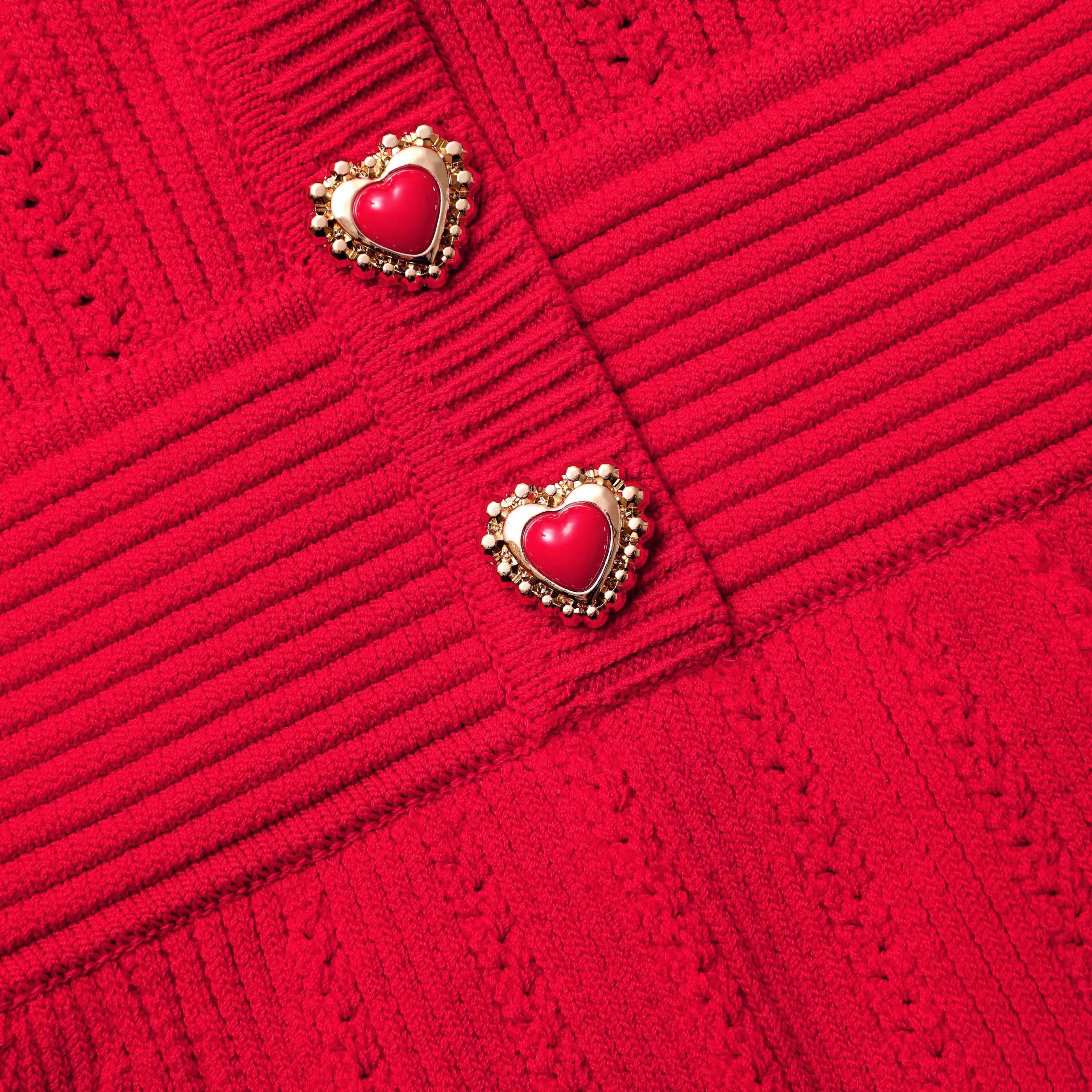 Red Pointelle Knit Mini Dress