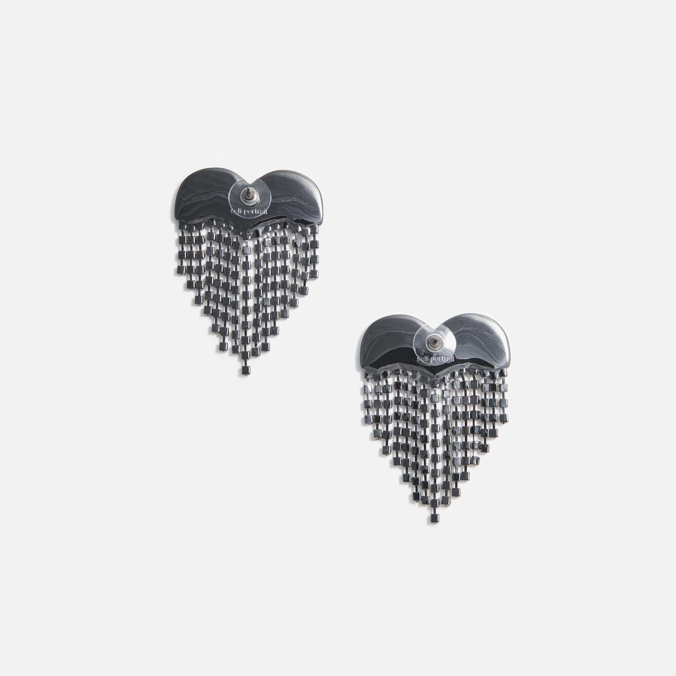 Smoke Crystal Heart Earrings