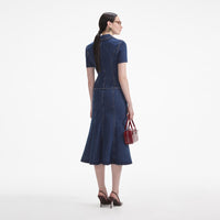 Flared Denim Midi Dress