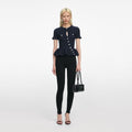 Navy Asymmetric Knit Top