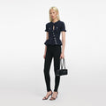 Navy Asymmetric Knit Top