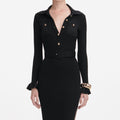Black Ribbed Knit Maxi Dress