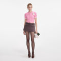Pink Crochet Flower Knit Top