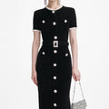 Black Chenille Knit Midi Dress