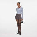 Blue Contrast Collar Knit Top
