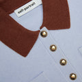 Blue Contrast Collar Knit Top
