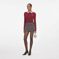 Burgundy Pink Contrast Collar Knit Top