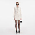 Cream Textured Knit Mini Skirt