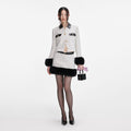 Check Boucle Fur Cuff Jacket
