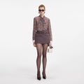 Brown Check Chiffon Blouse