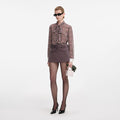 Brown Check Chiffon Blouse