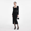 Black Tailored Crepe Midi Dress