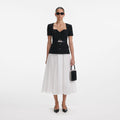 Black Tailored Contrast Chiffon Midi Dress
