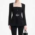 Black Crepe Tailored Top