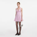 Pink Floral Lace Mini Dress