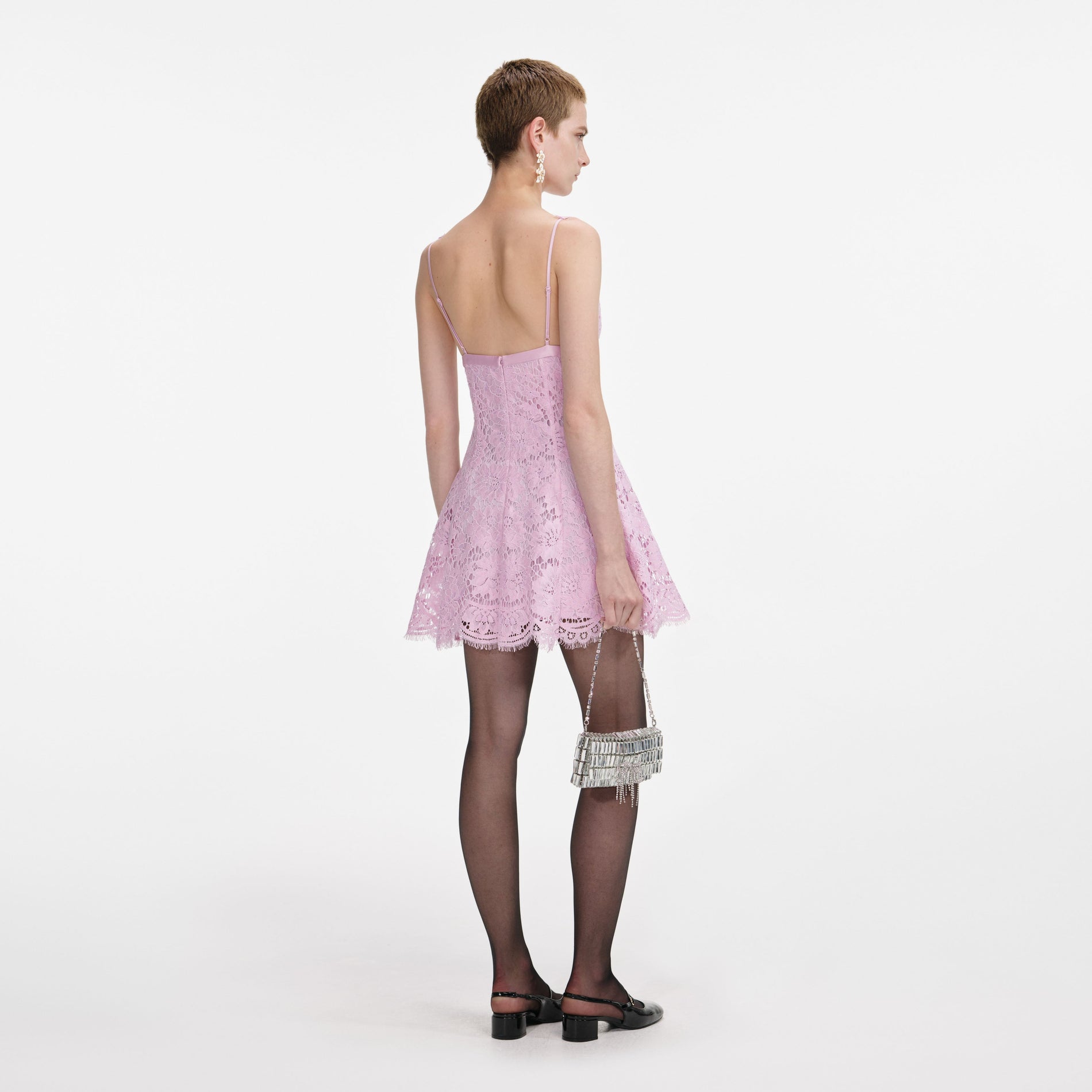 Pink Floral Lace Mini Dress