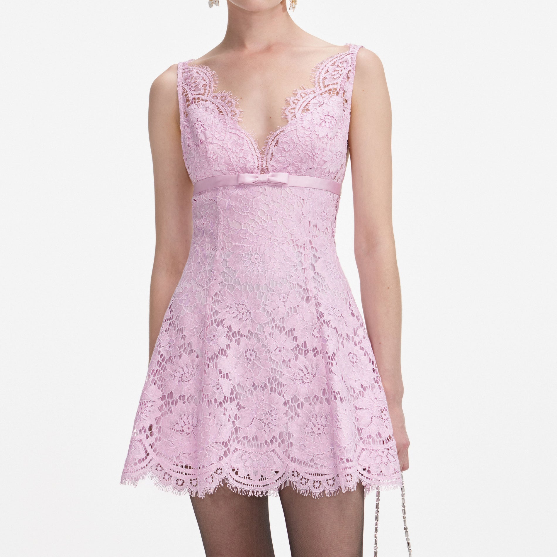 Pink Floral Lace Mini Dress
