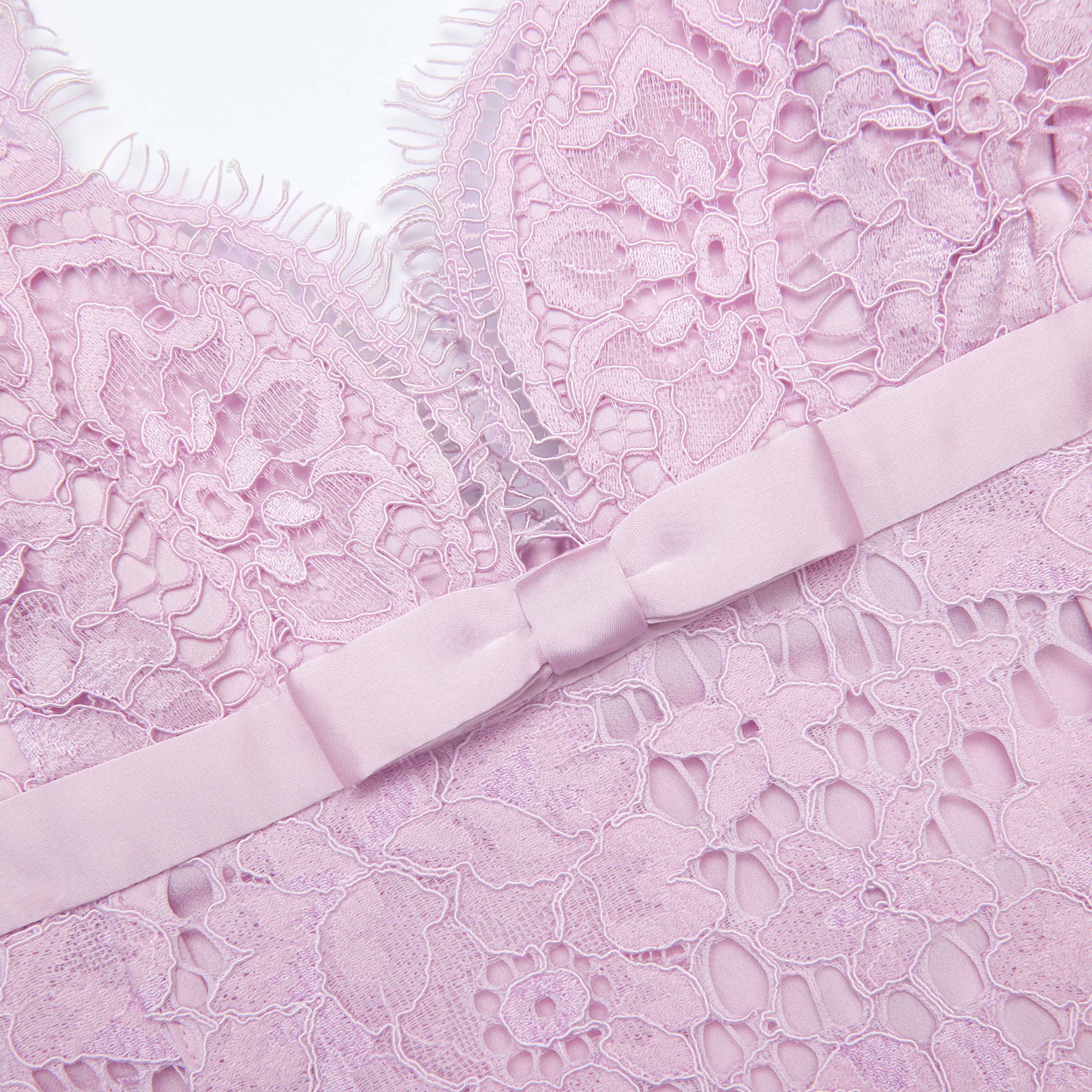 Pink Floral Lace Mini Dress