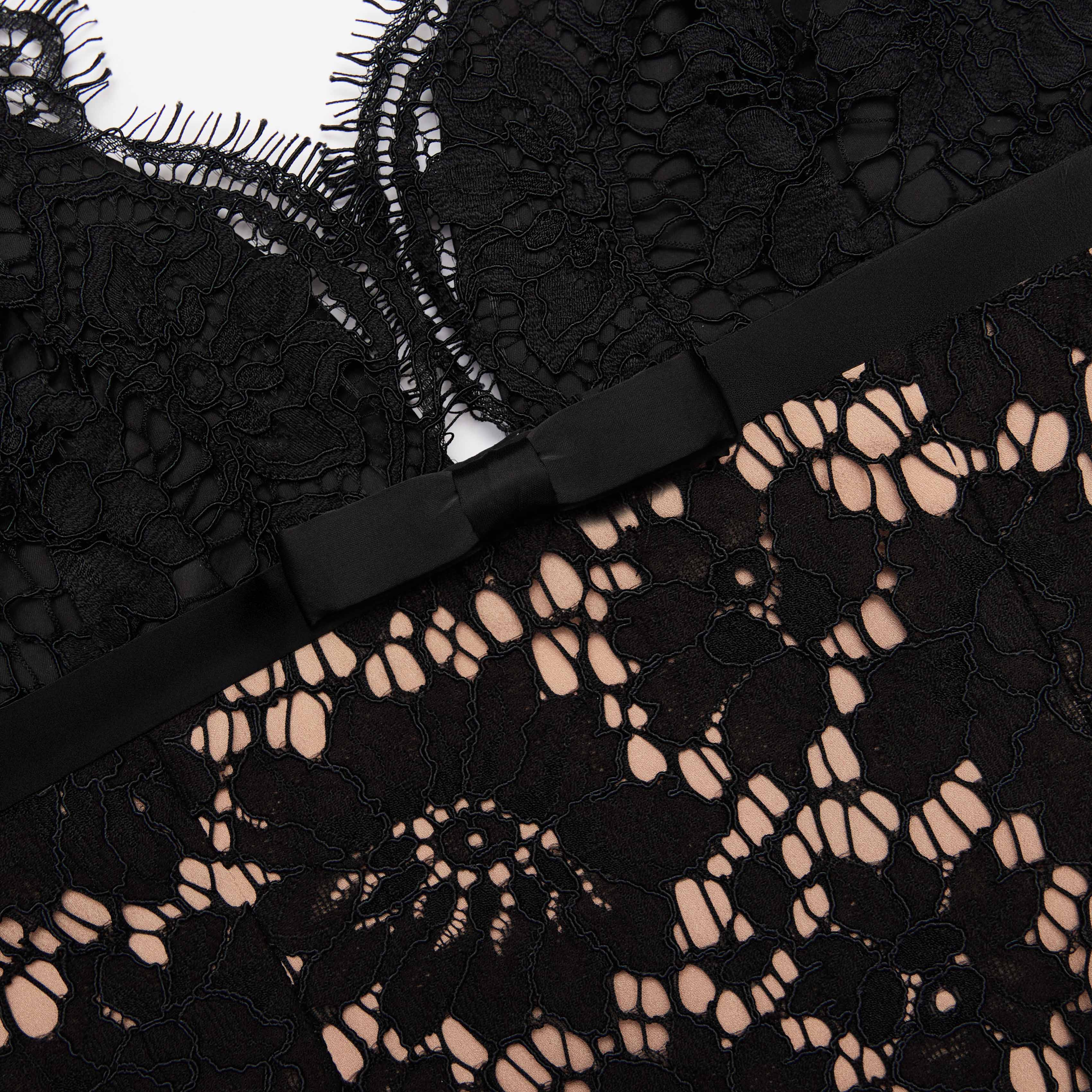 Black Floral Lace Maxi Dress