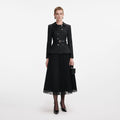 Black Wool Crepe Midi Dress