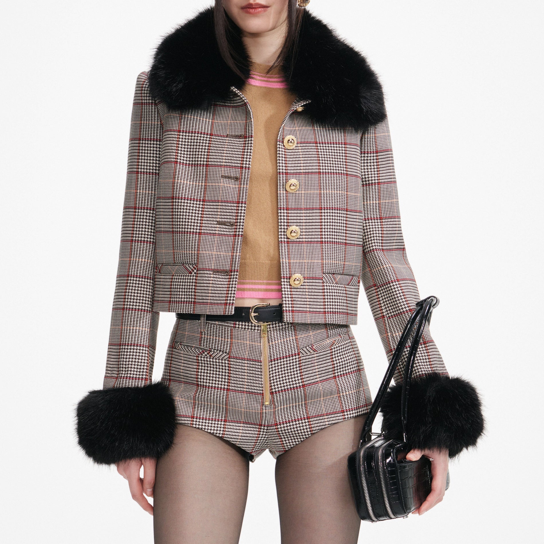 Brown Check Shorts