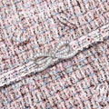 Pink Boucle Metallic Tiered Midi Dress