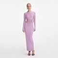 Pink Viscose Knit Cut Out Maxi Dress