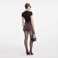 Brown Viscose Knit Short Sleeve Top