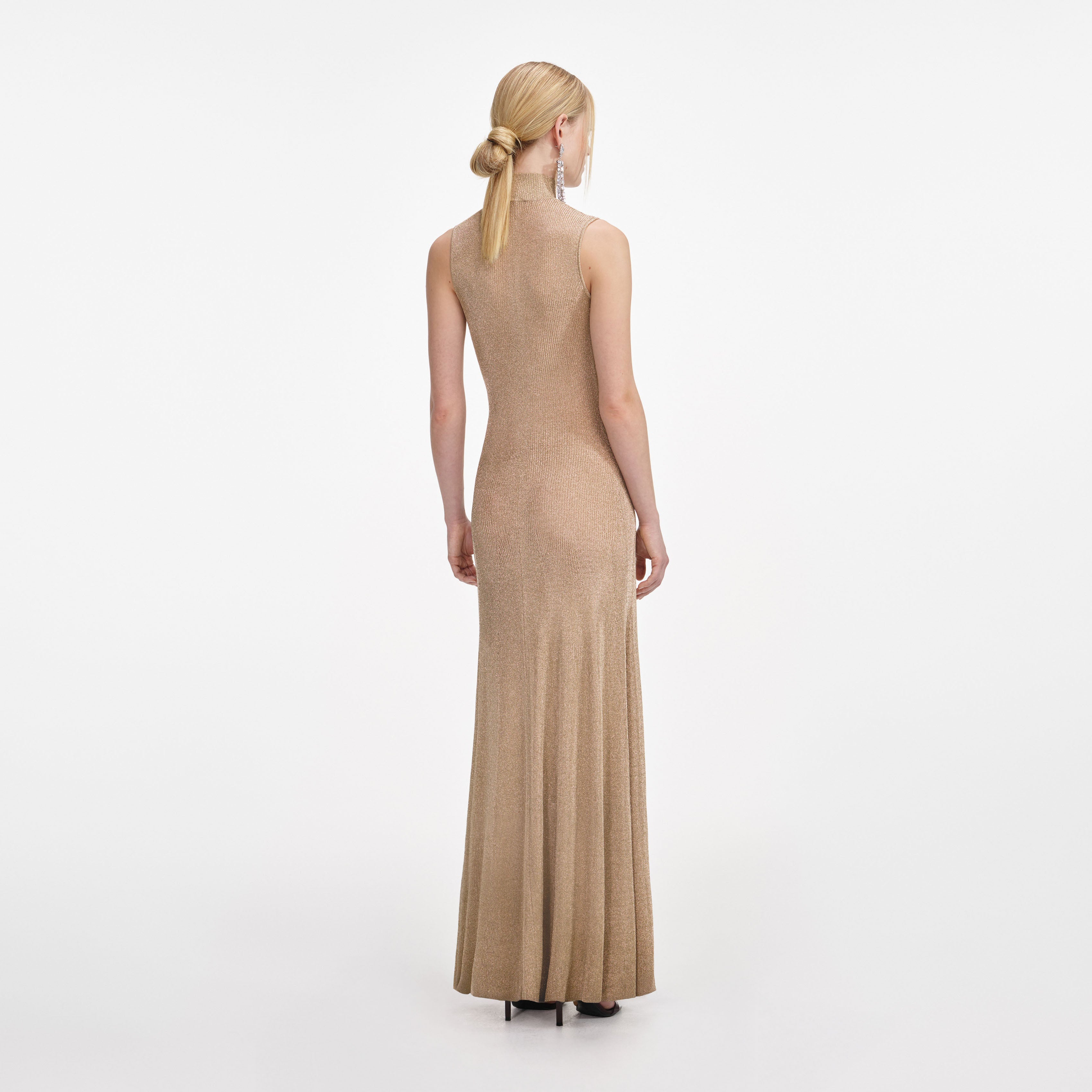 Gold Lurex Knit Maxi Dress