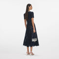 Navy Lace Embellished Midi Dress