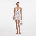 White Lace Bow Mini Dress