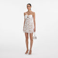 White Lace Bow Mini Dress