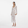 White Floral Lace Midi Dress