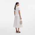 White Crepe Chiffon Midi Dress