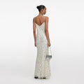 Cream Floral Sequin Maxi Dress