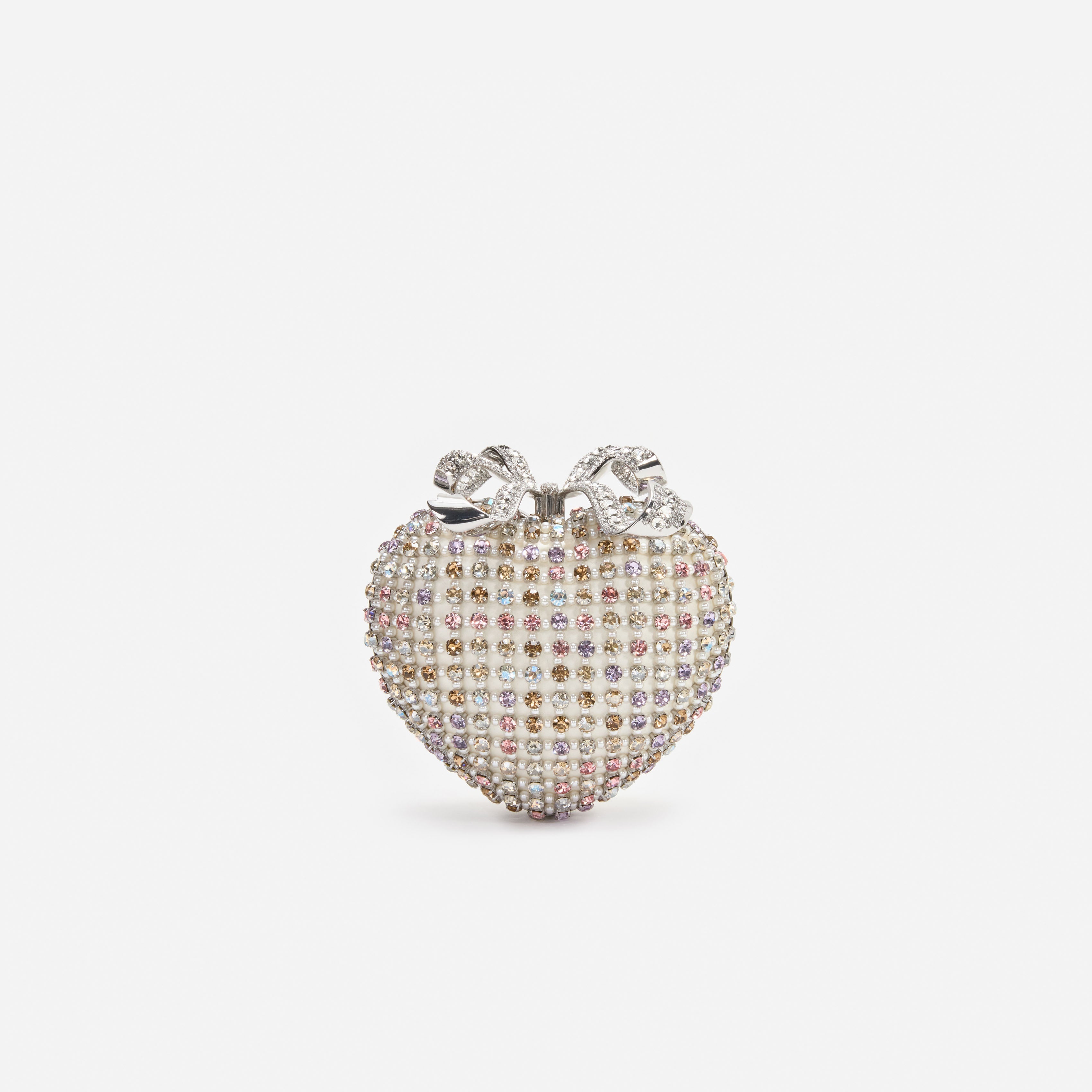 Multi Crystal Heart Clutch Bag