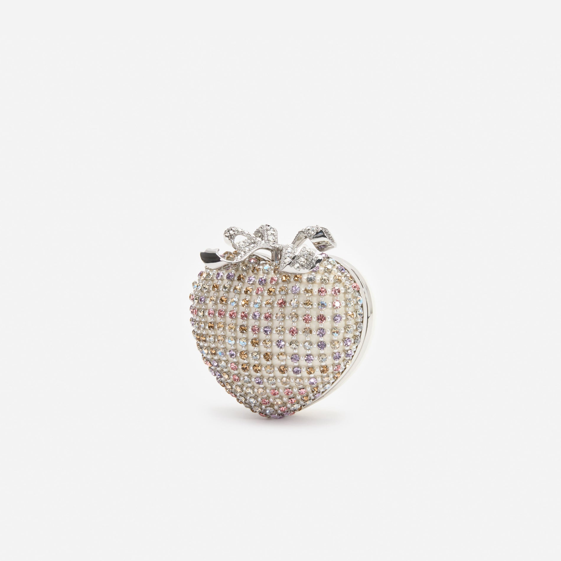 Multi Crystal Heart Clutch Bag