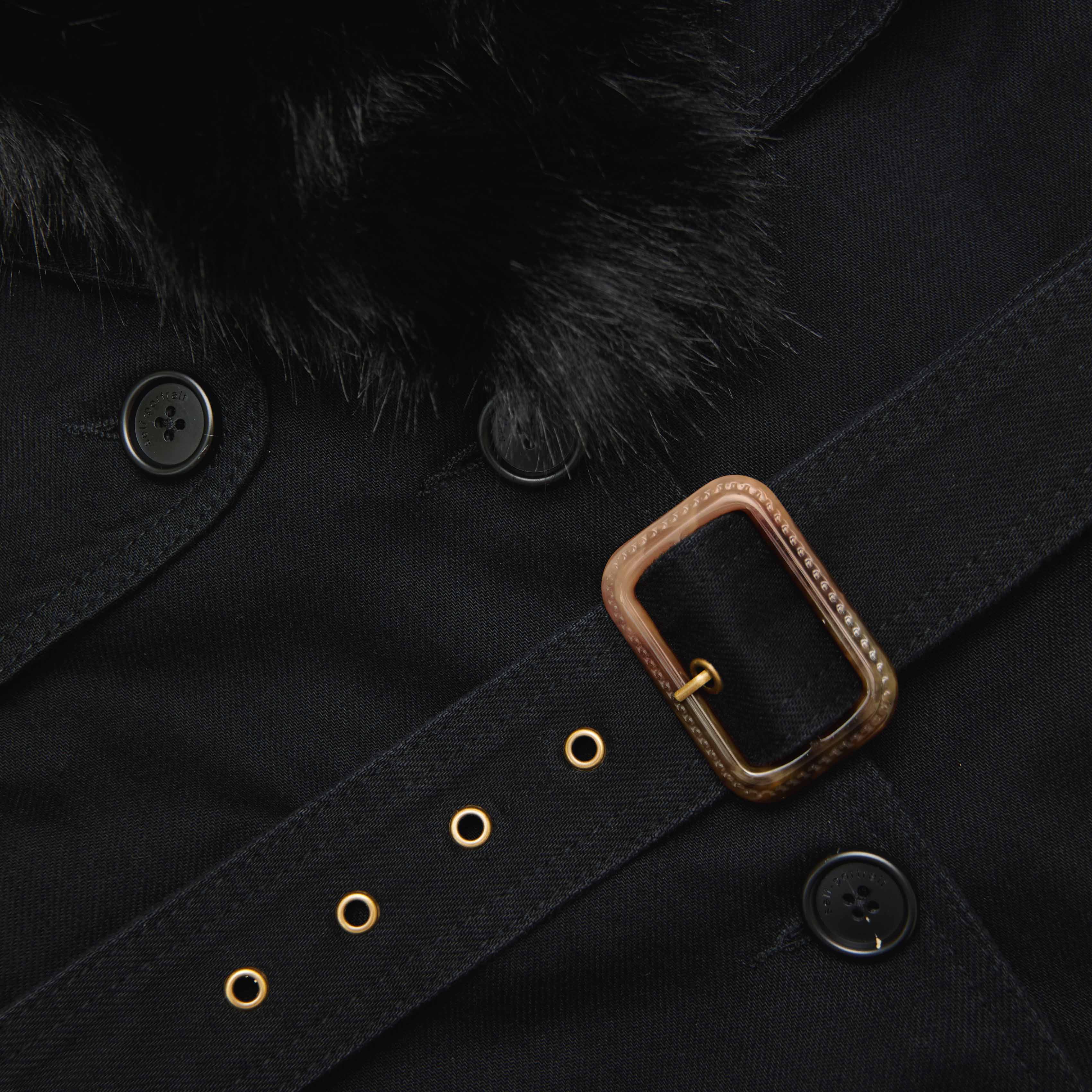 Black Denim Fur Collar Jacket