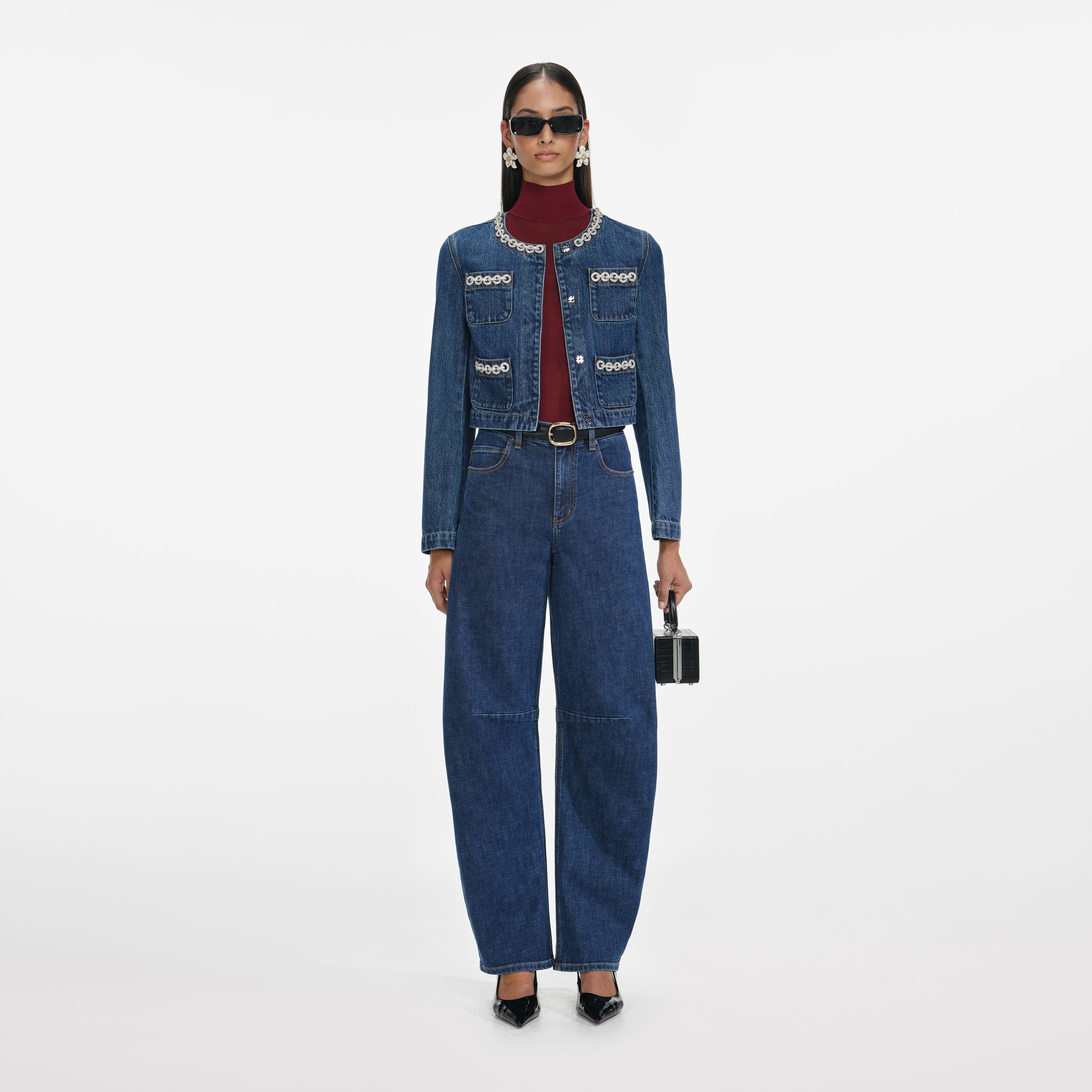 Crystal Trim Denim Jacket