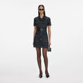 Indigo Denim Crystal Trim Mini Dress