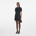 Indigo Denim Crystal Trim Mini Dress