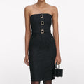 Black Denim Bandeau Midi Dress