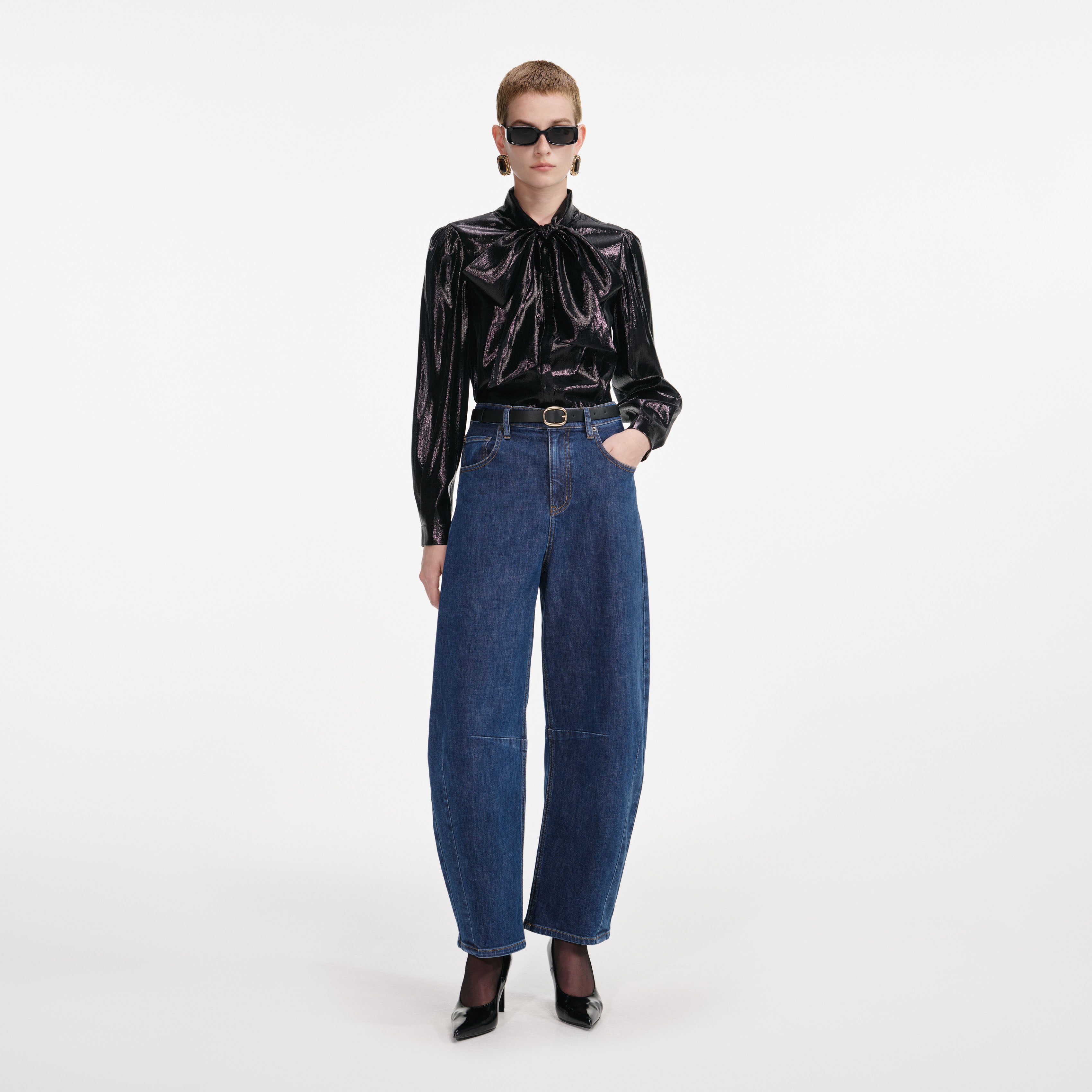 Blue Barrel Leg Jeans