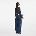 Blue Embellished Barrel Leg Jeans