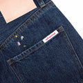 Blue Embellished Barrel Leg Jeans