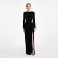 Black Velvet Embellished Maxi Dress