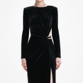 Black Velvet Embellished Maxi Dress